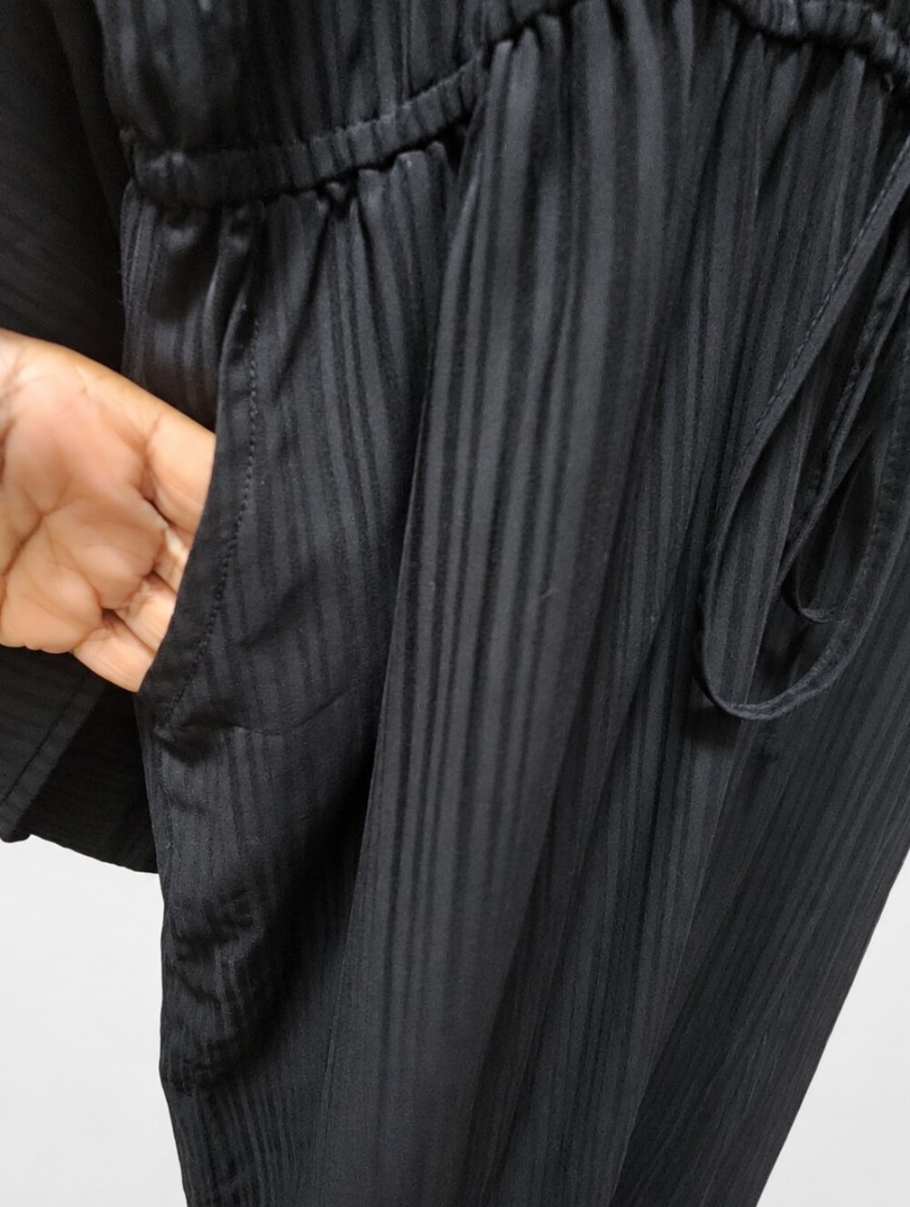 PrettyLittleThing Plus Jumpsuit Black Sheer Stripe Wide Leg Glam US 14 - Picture 9 of 16